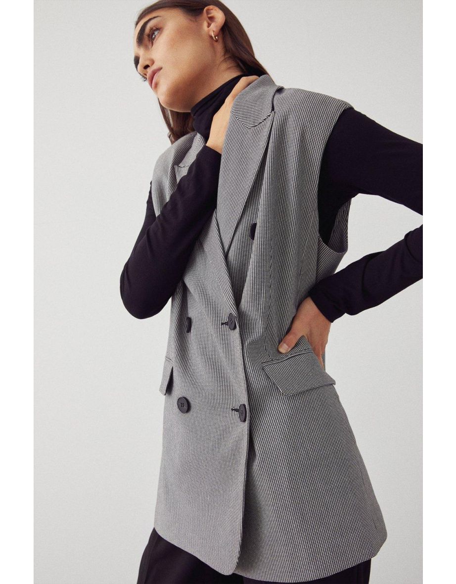 Essential Dogstooth Sleeveless Blazer
