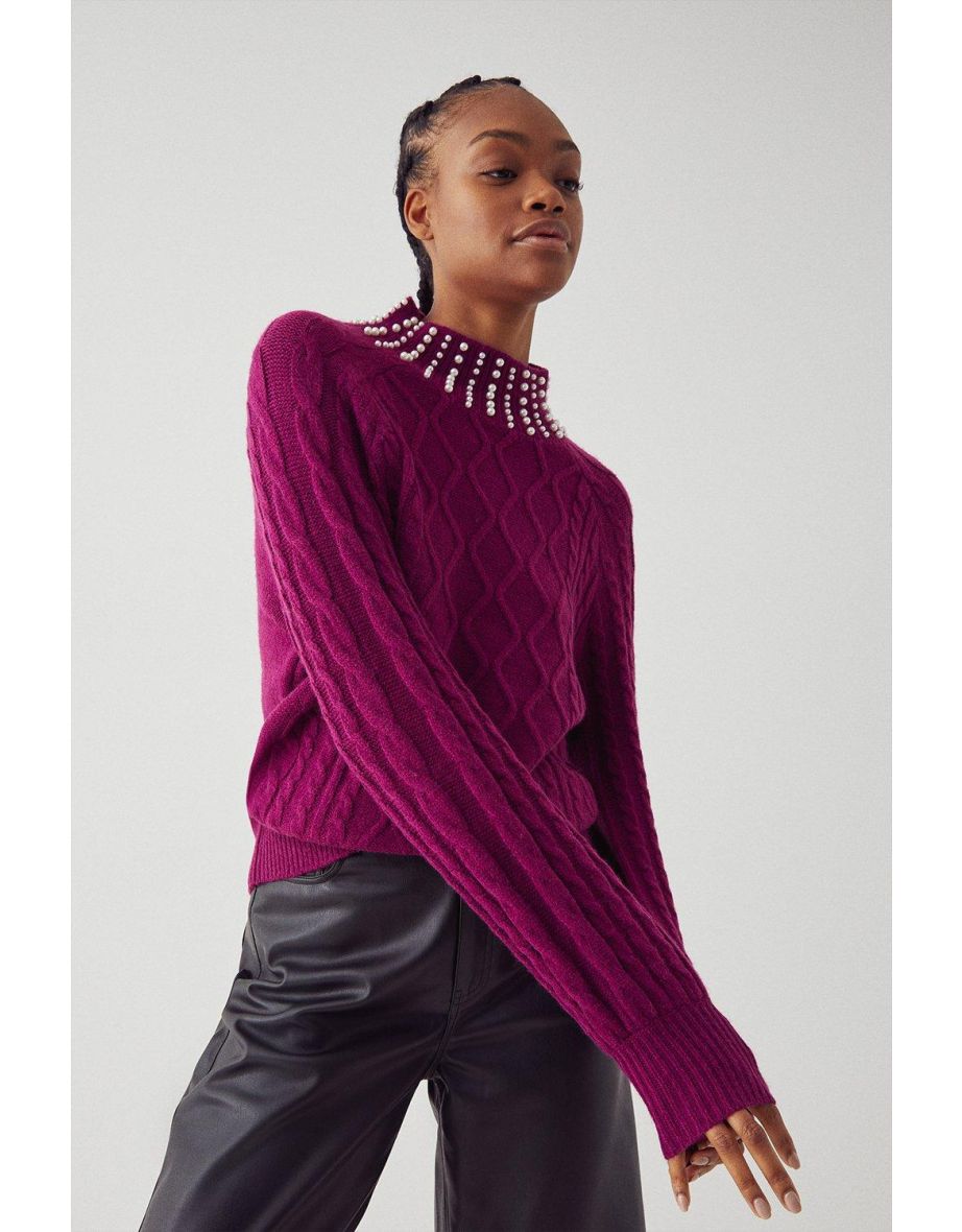Warehouse cable knit jumper online