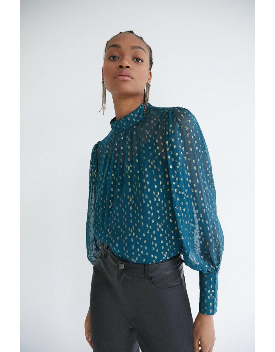 High Neck Sparkle Blouse