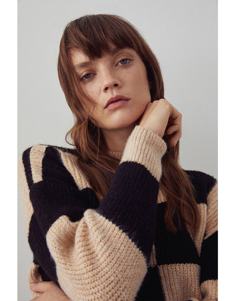 Cosy Checkerboard Knit Jumper