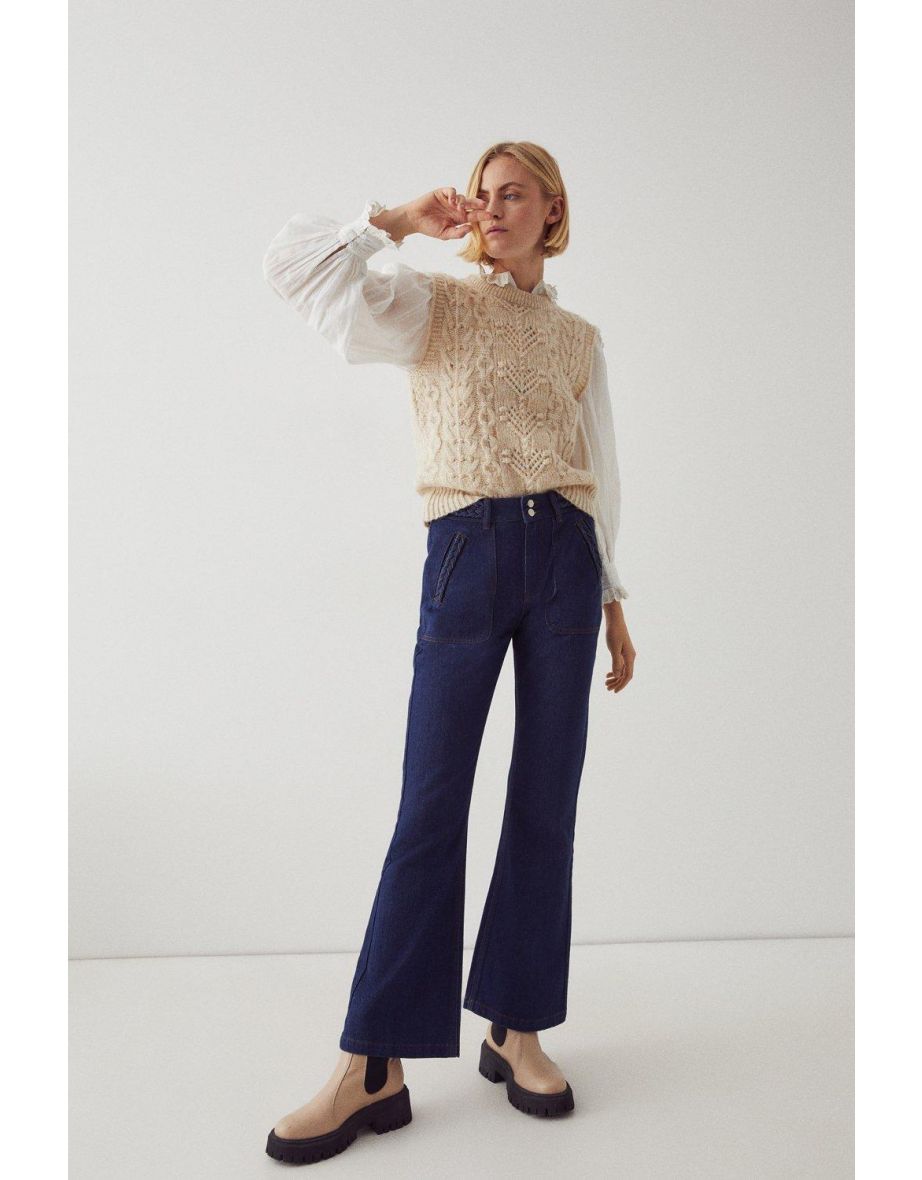 74s Denim Plait Flare Jean