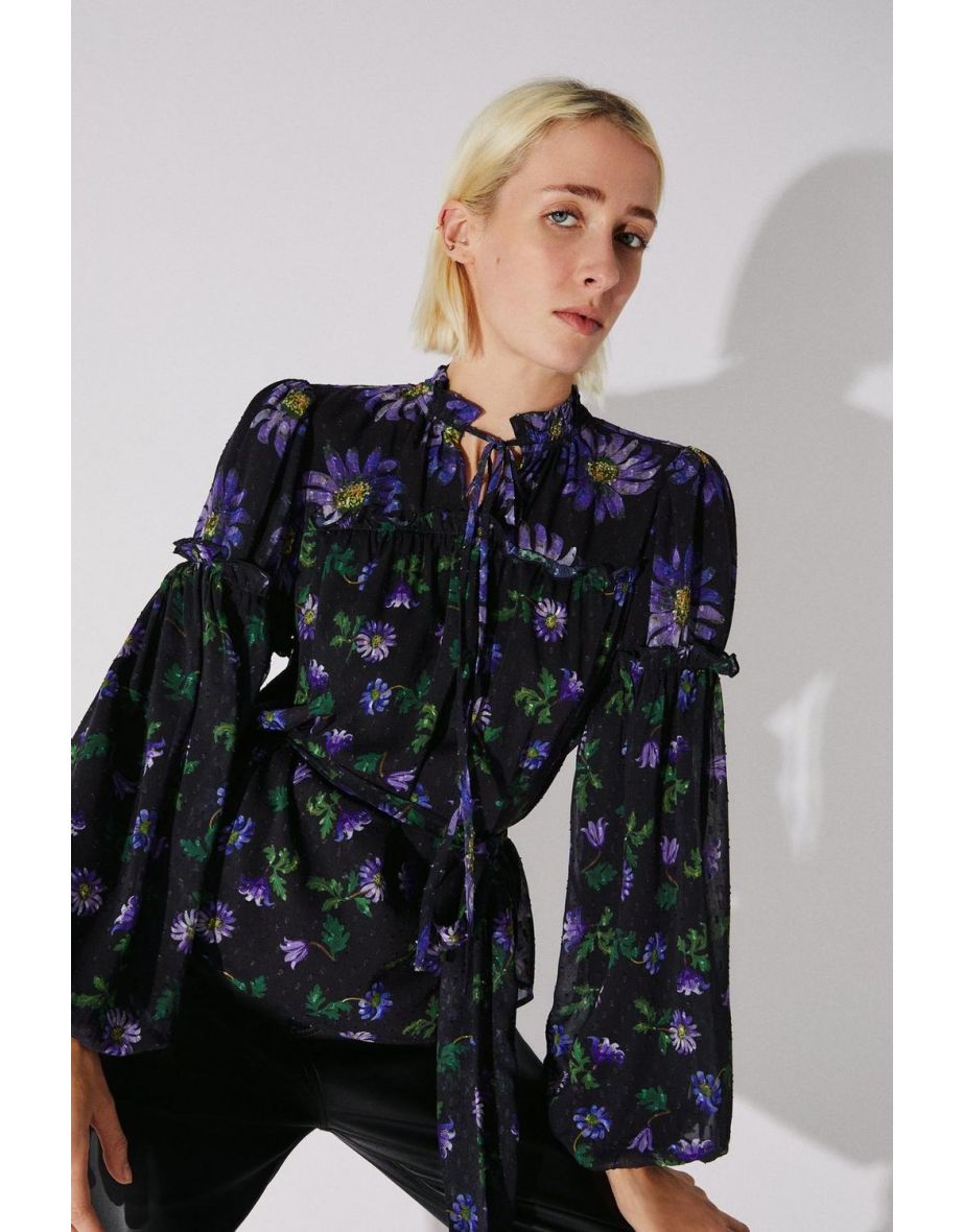 The British Museum x WH: The Mary Delany Collection Tie Neck Blouse
