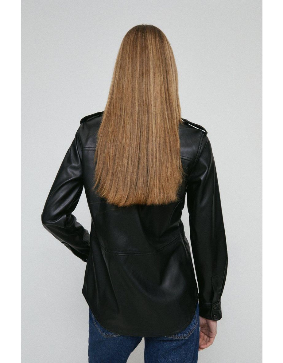 Faux Leather Utility Shirt - 2