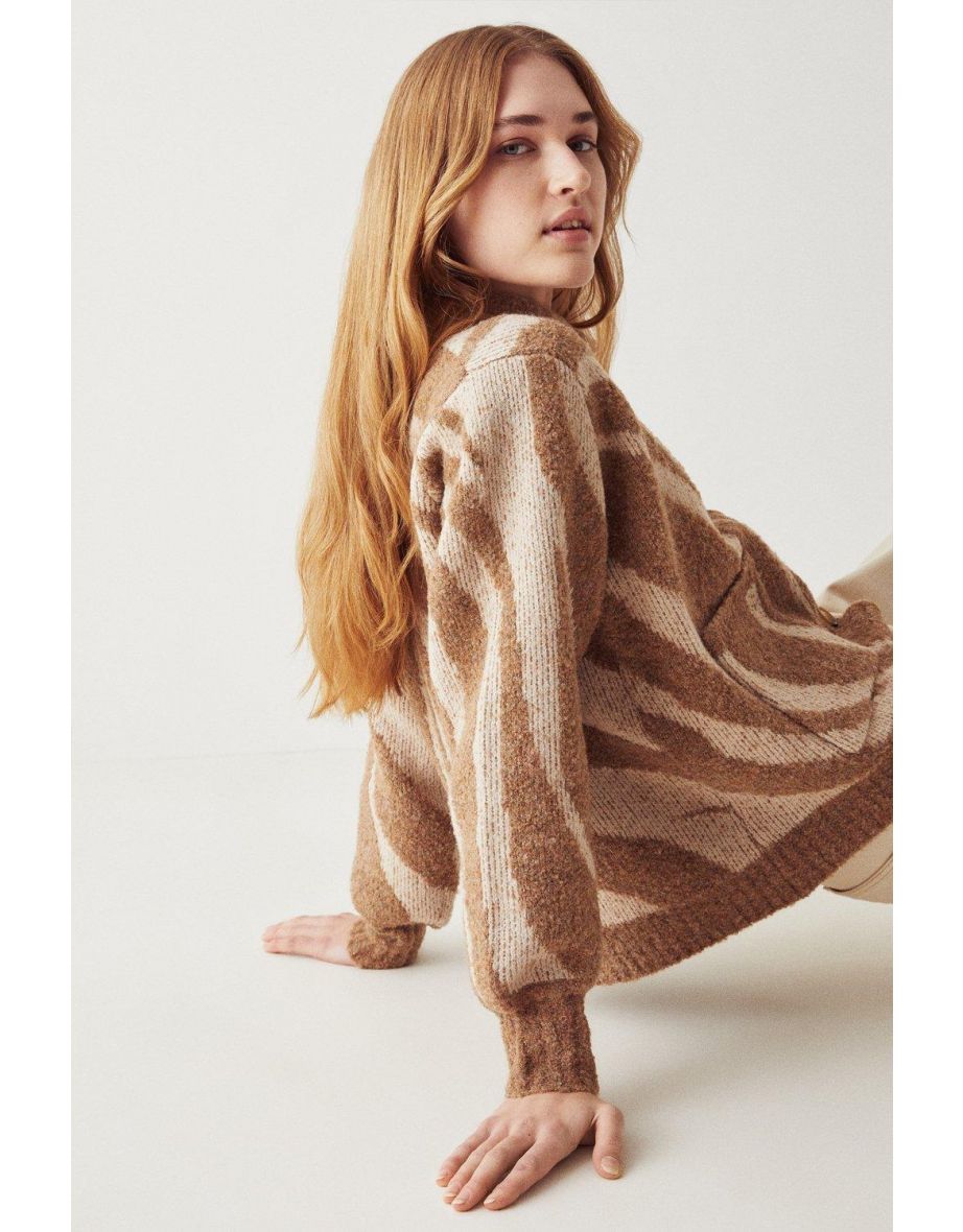 Recycled Boucle Animal Jacquard Knit Shacket
