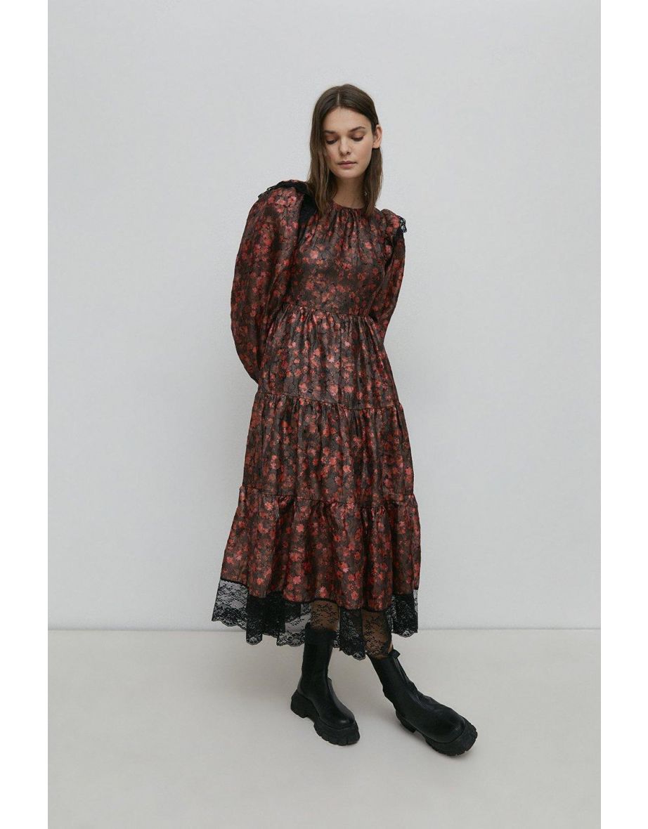 Warehouse leopard tiered maxi dress cheap