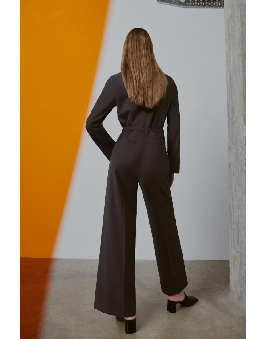 Premium Virgin Wool Wide Leg Relaxed Jumpsuit - 2