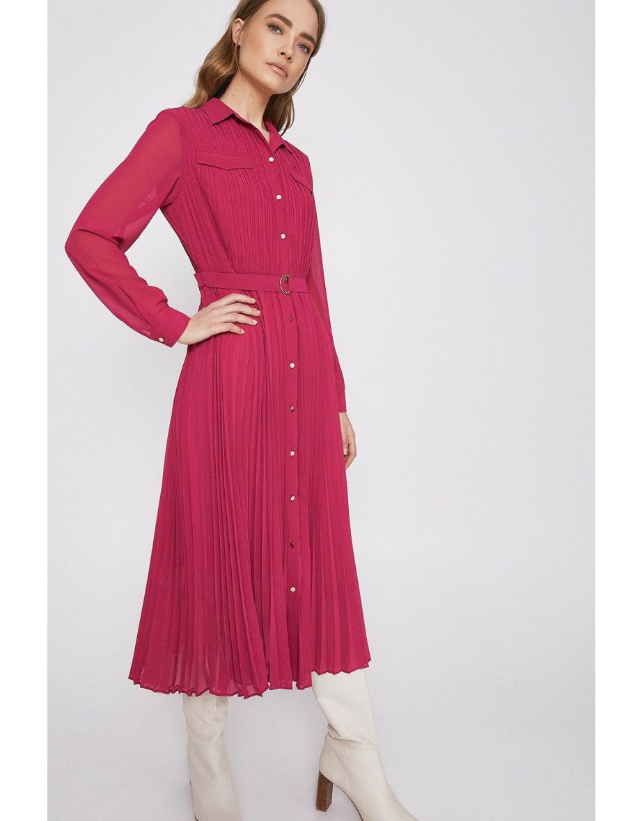 warehouse pleated midi shirt dress