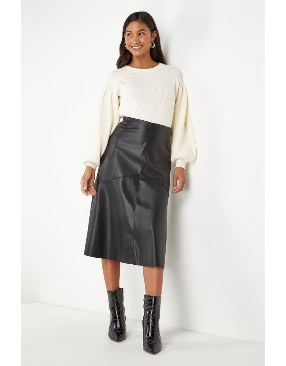 black leather skirt tall