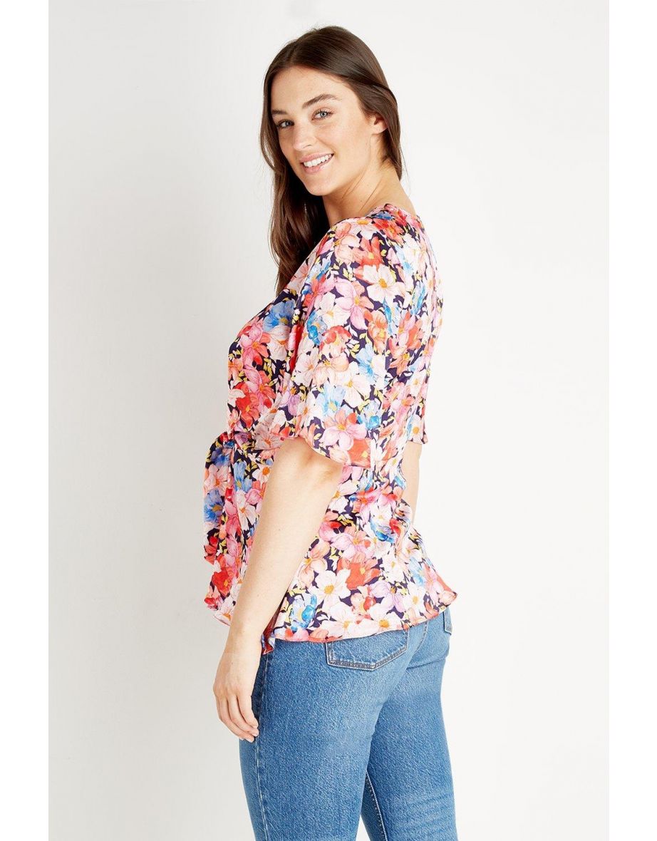 Floral Kimono Wrap Top - 2