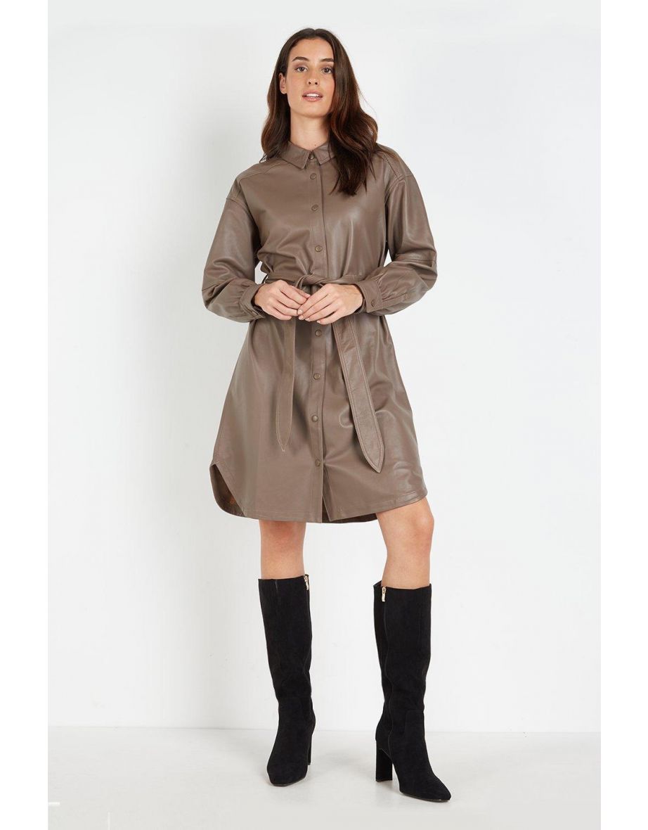 Leather Shirt Dress