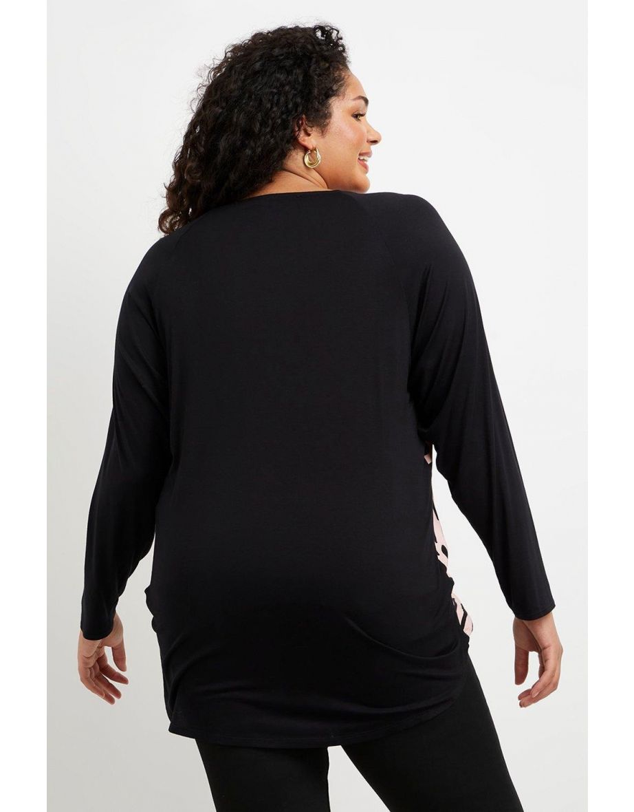 Curve Blush Zebra Jersey Back Wrap Top - 2