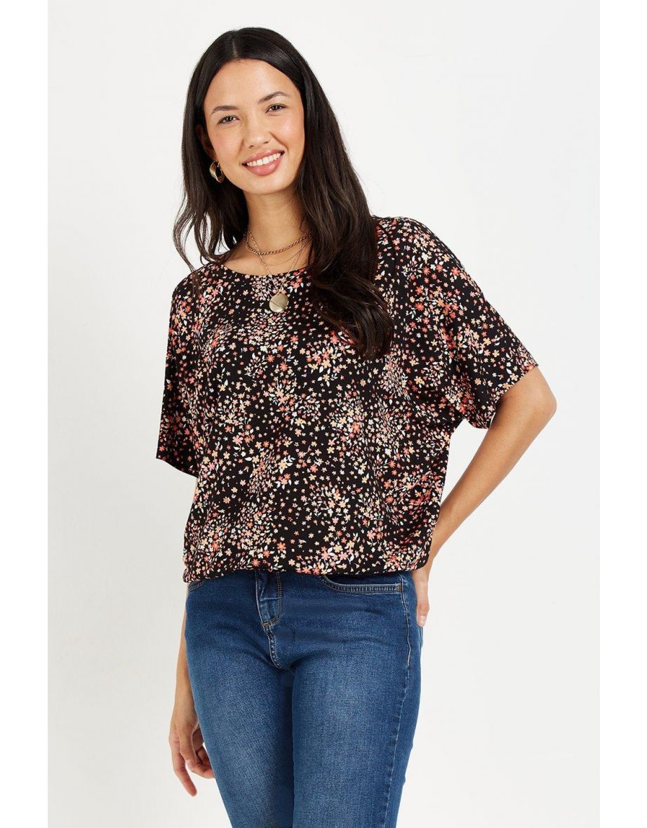 Floral Banded Jersey Top