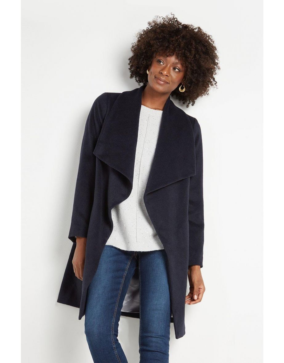 Wallis Navy Waterfall Coat