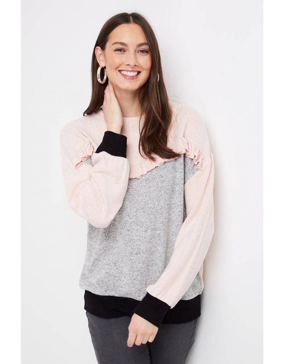 Colour Block Frill Top