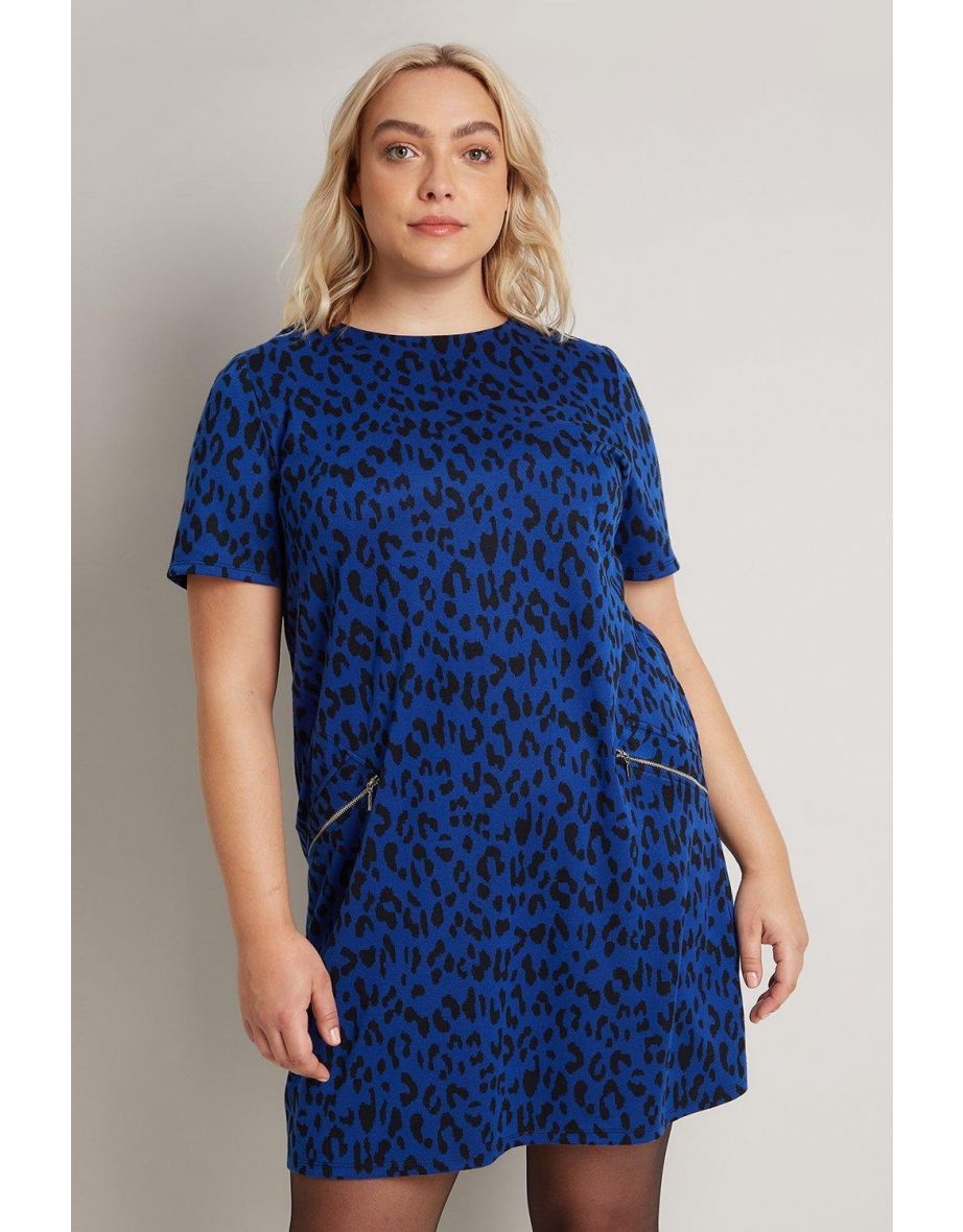 Curve Animal Jacquard Jersey Pocket Dress