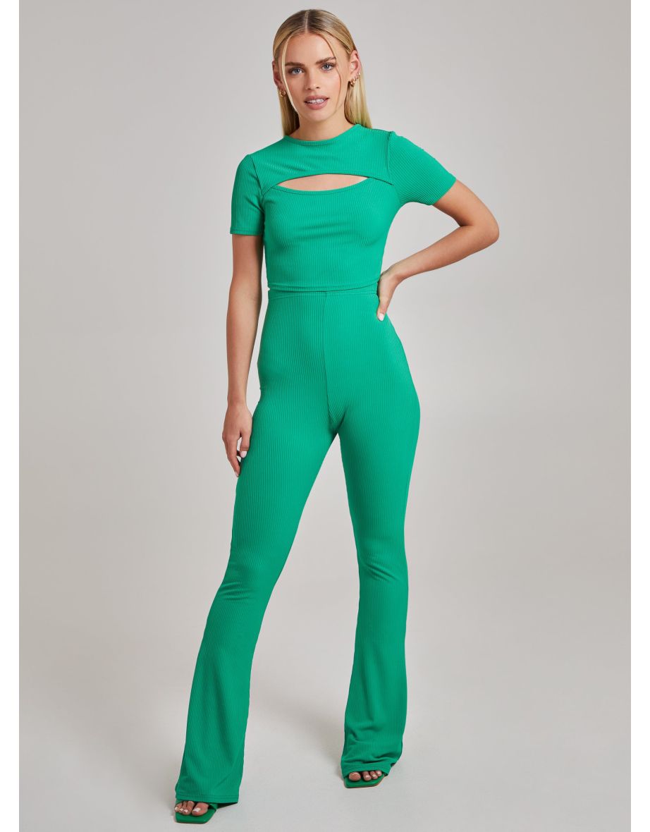 Ribbed Flare Trousers