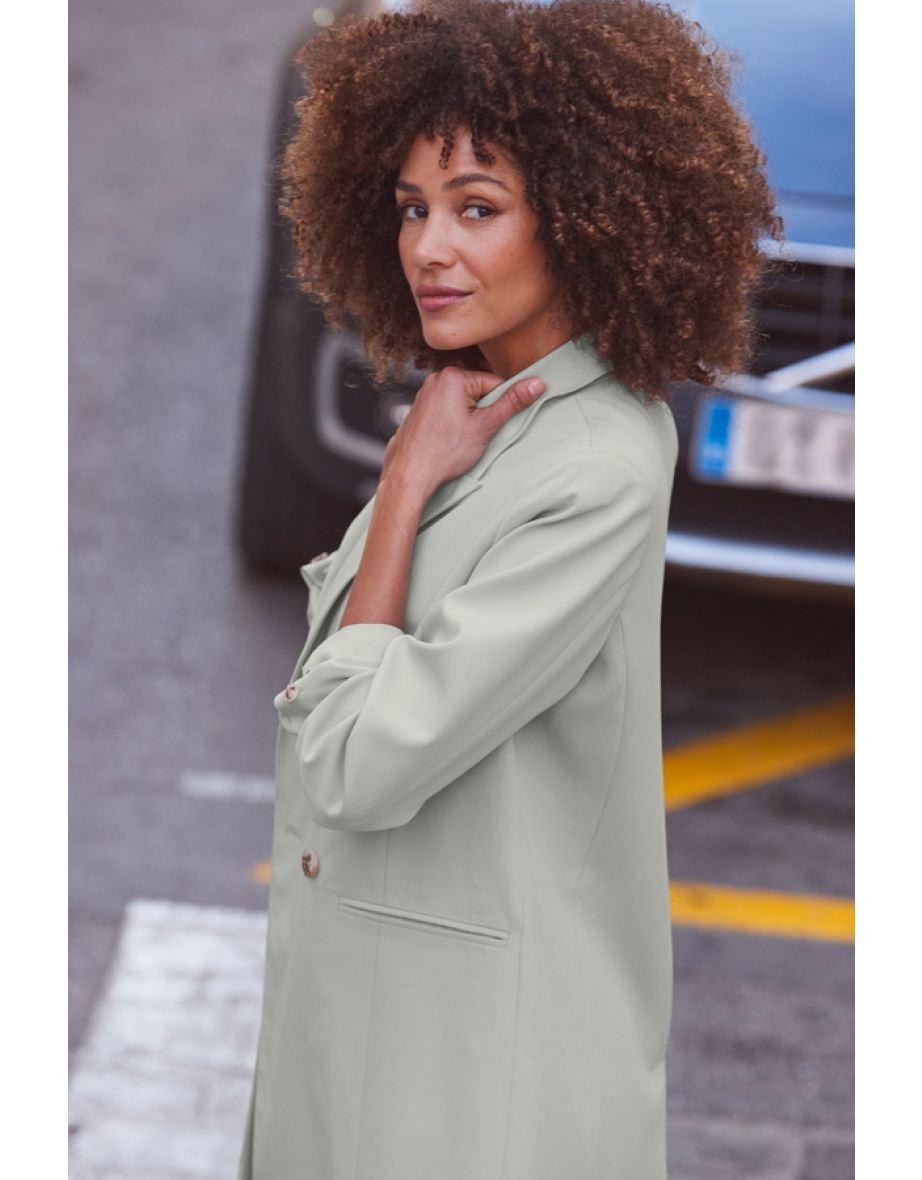 Mint Green Relaxed Fit Double Breasted Blazer - 4