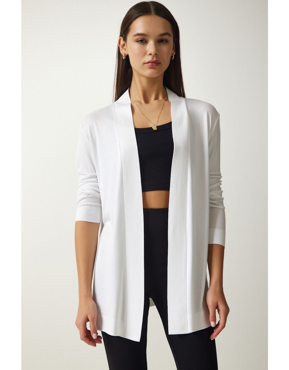 Women's Ecru Oversize Knitted Jacket Cardigan