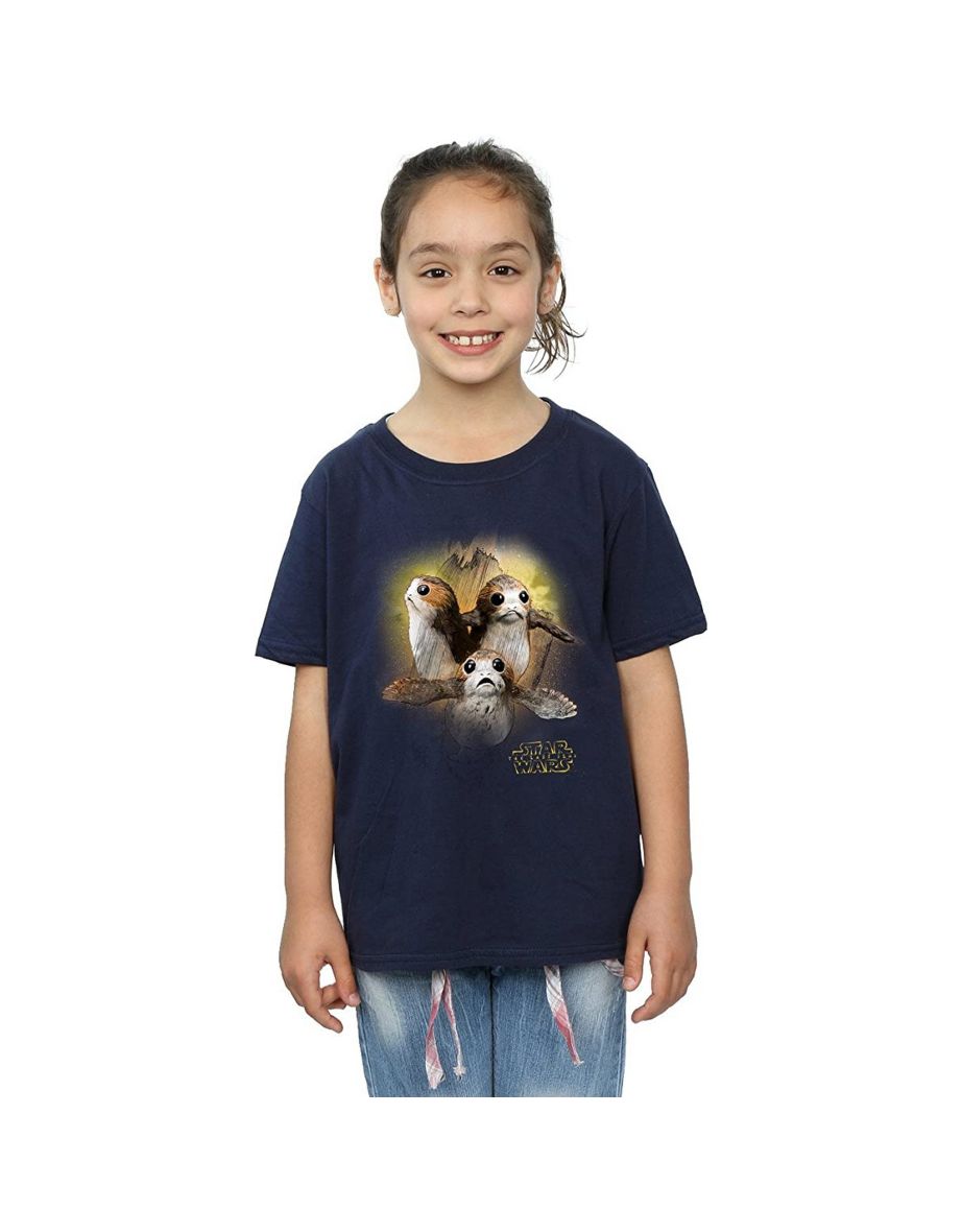 Star Wars: The Last Jedi Girls Porg Brushed Cotton T-Shirt - Navy Blue