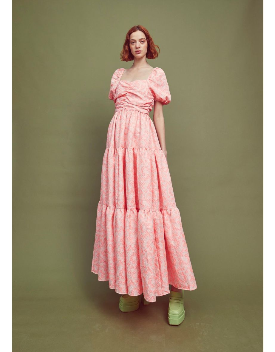 Petite Zara Ruched Bodice Maxi Dress - Pink Daisies