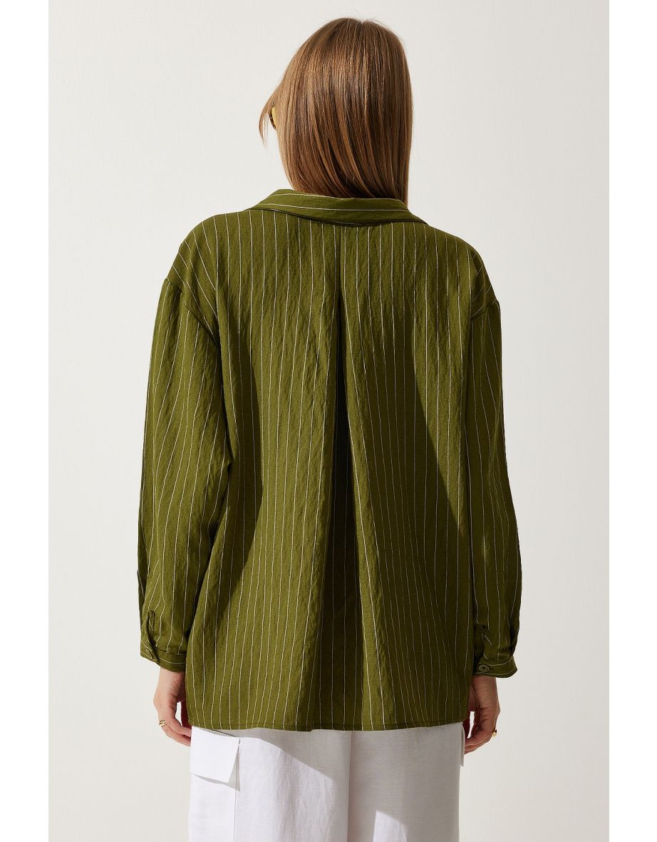 Happiness İStanbul Green Collared Shirt - 4