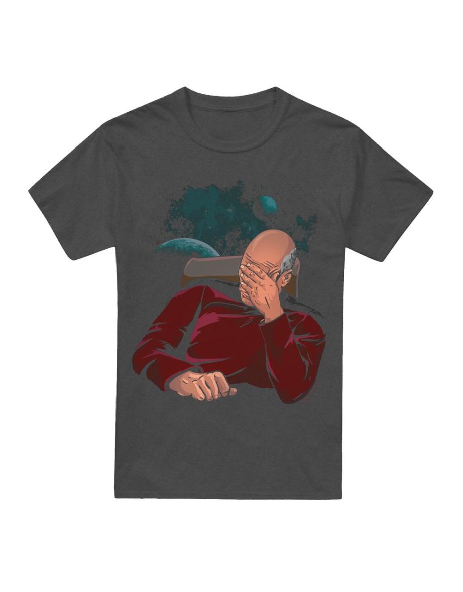 Star Trek Unisex Adult Facepalm T-Shirt - Charcoal