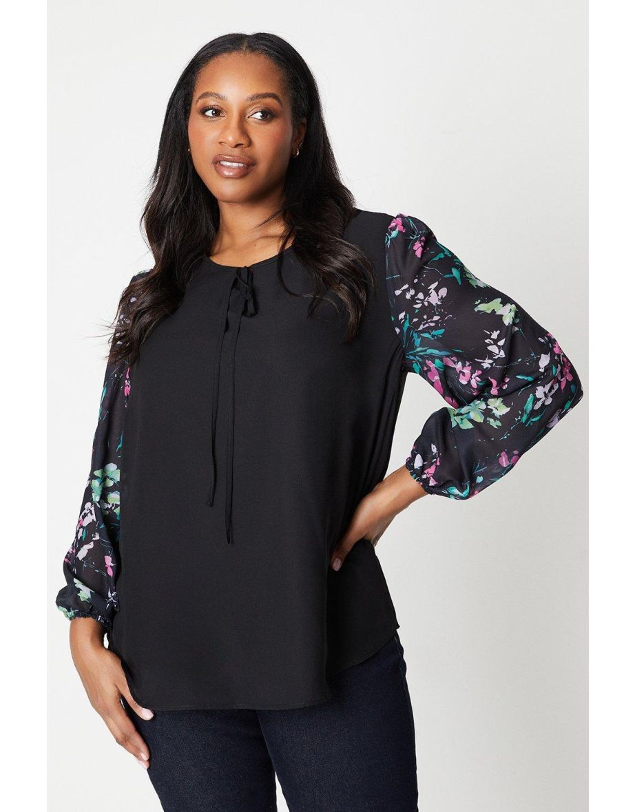 Curve Tie Neck Blouse
