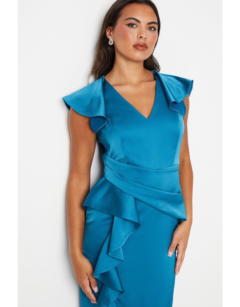 Wrap Front Dress In Chiffon With Collar - 3