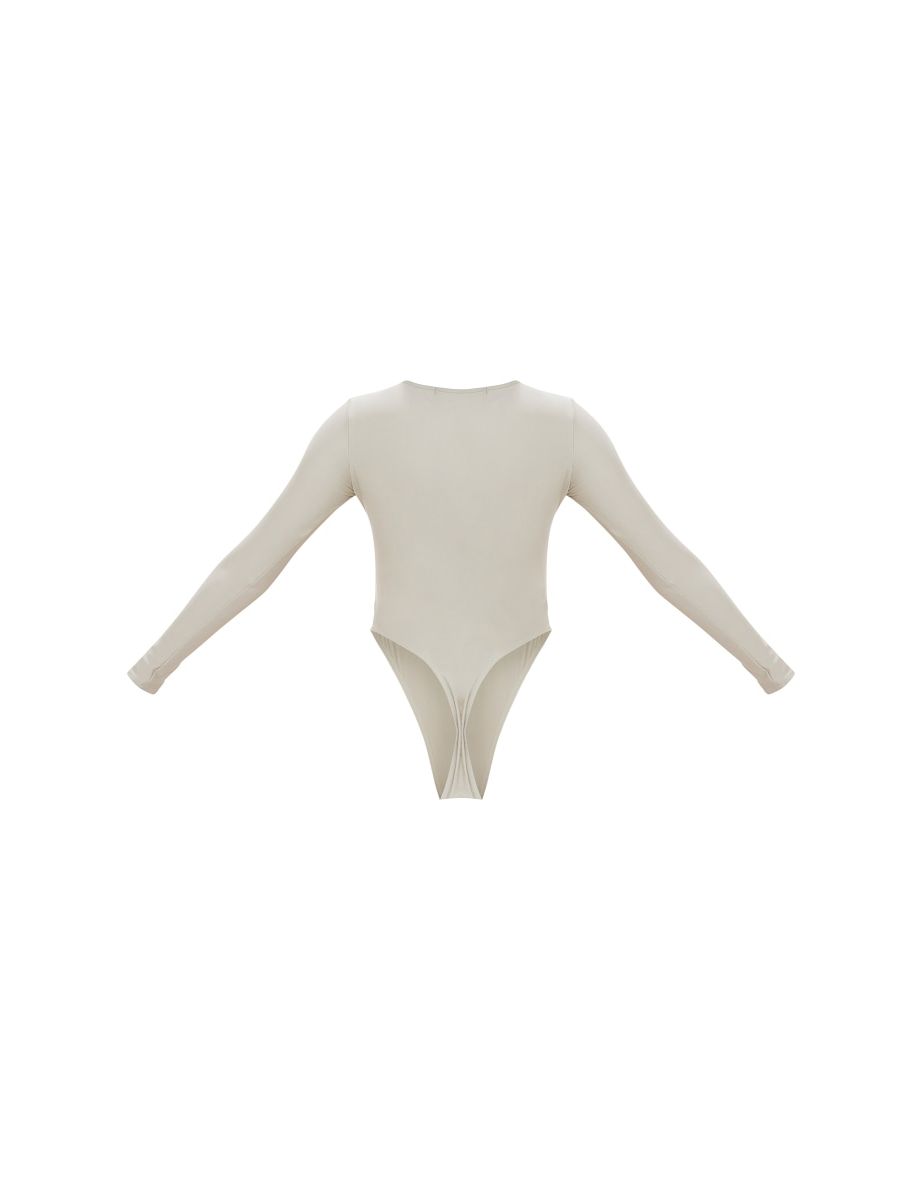 Tall Moss Sand Matte Sculpt Long Sleeve Bodysuit - 4