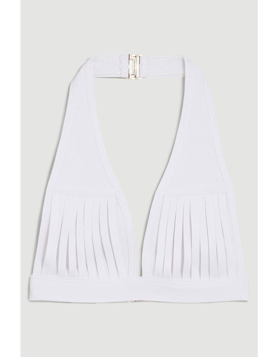 Bandage Sheer Stripe Halter Neck Top - 3
