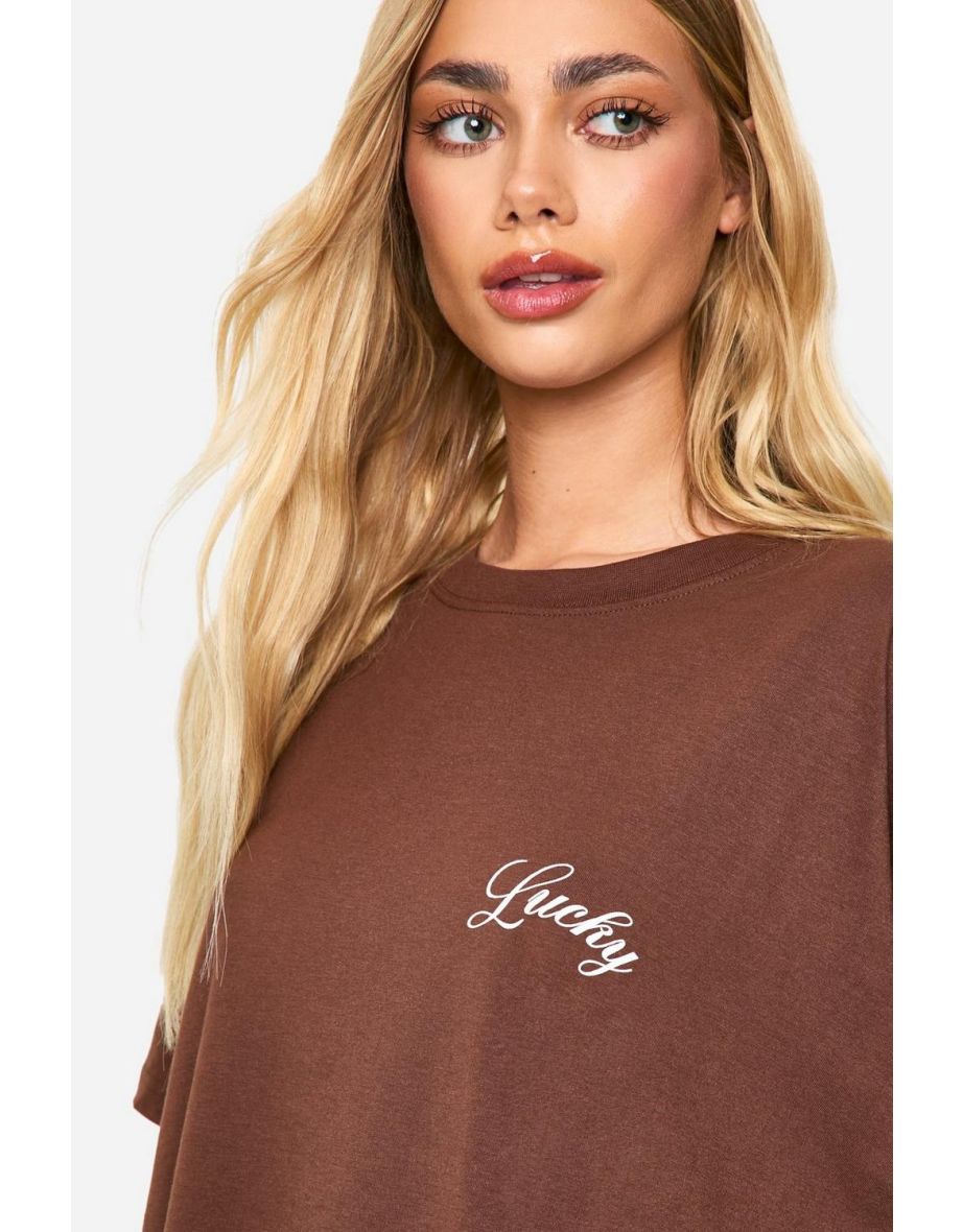Lucky *8 ball oversized graphic T-Shirt - brown - 3