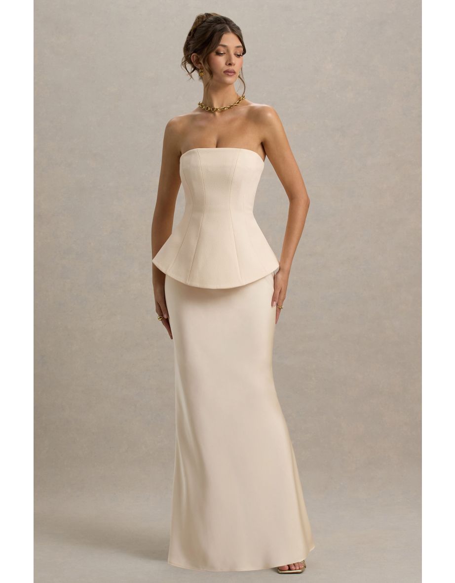 Ohio | Champagne Strapless Corset Maxi Dress