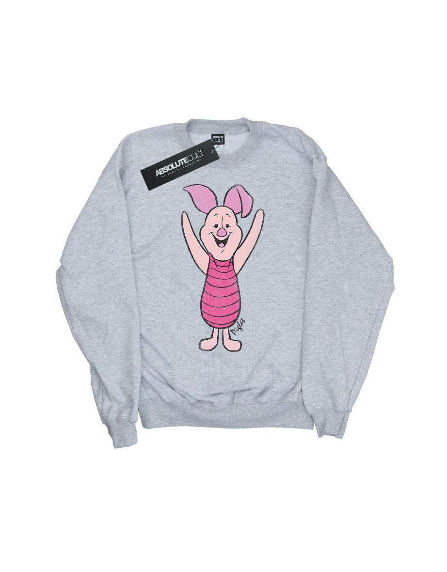 Winnie the Pooh Girls Classic Piglet Cotton Sweatshirt - Sports Grey
