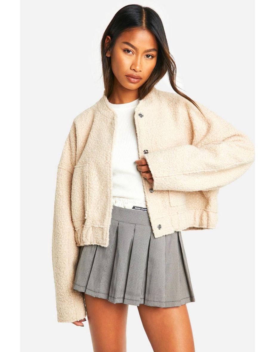 Boucle Bomber Jacket - stone