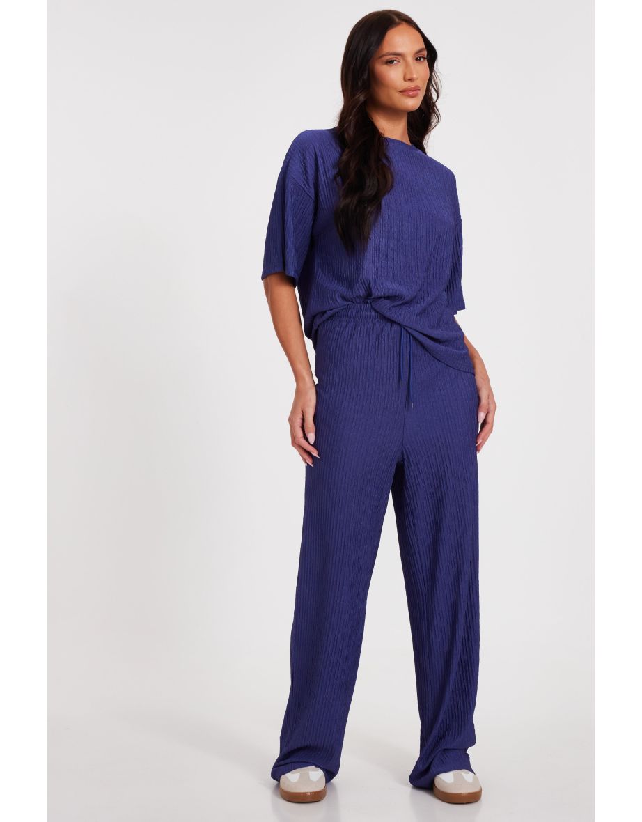 Indigo Textured Round Neck T-Shirt