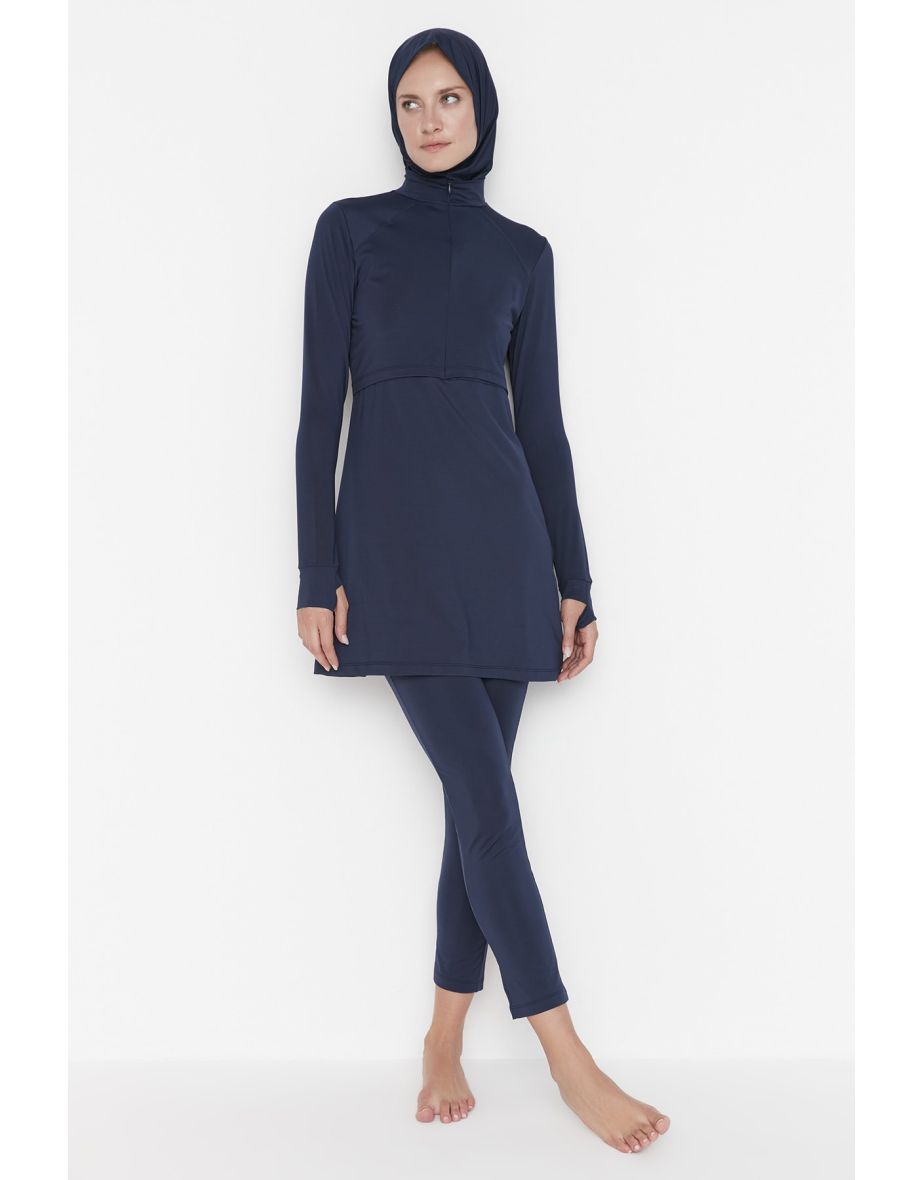 Swimsuit - Navy blue - Plain