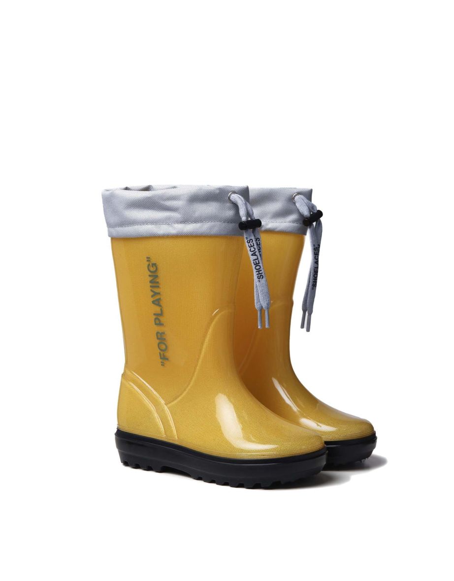 Boy's Off White Juniors Rubber Boots in Yellow