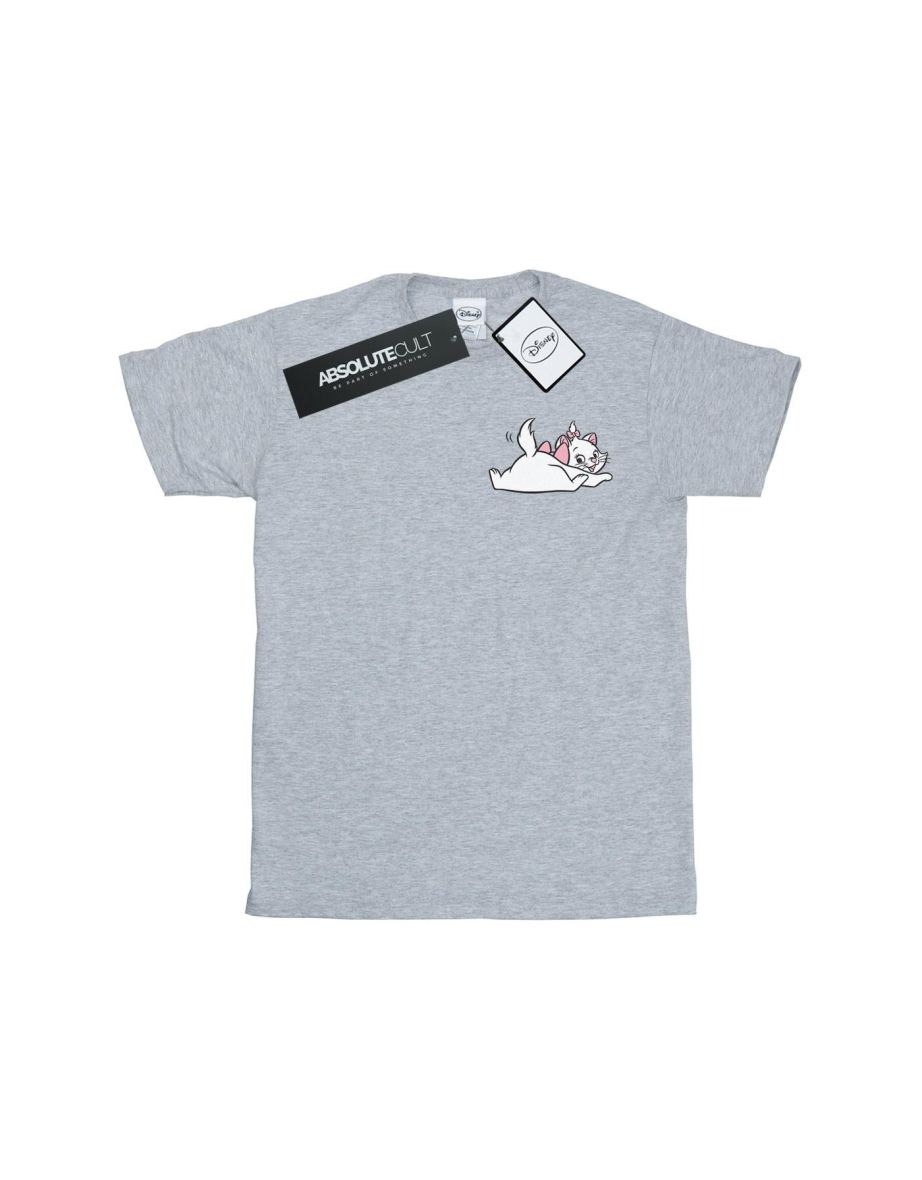 Disney Girls Aristocats Marie Sweet Backside Breast Print Cotton T-Shirt - Sports Grey