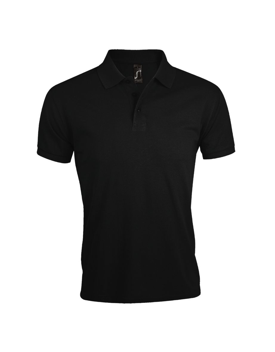 SOLs Mens Prime Pique Plain Short Sleeve Polo Shirt - Black