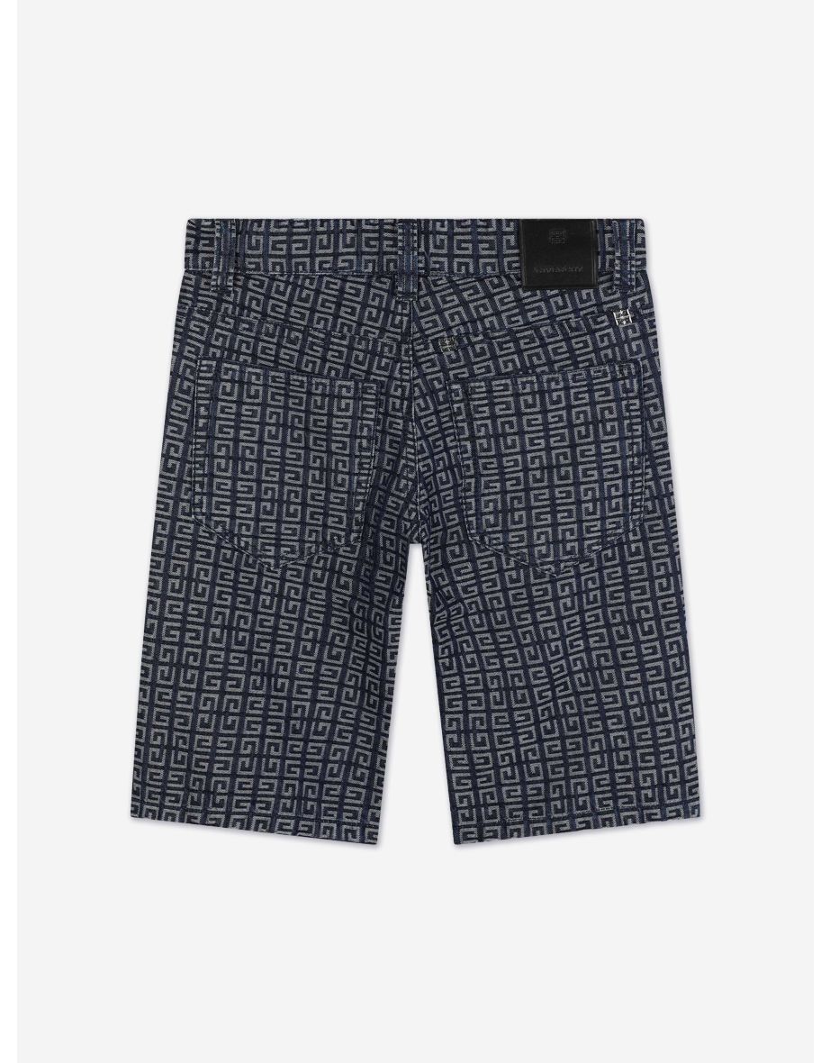 Givenchy Boys 4G Denim Shorts in Blue