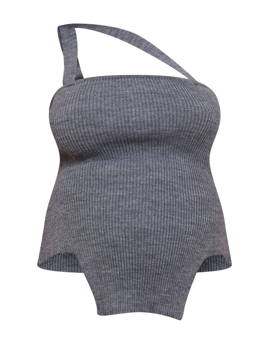 Maternity Grey Marl Knitted Bandeau Top - 4