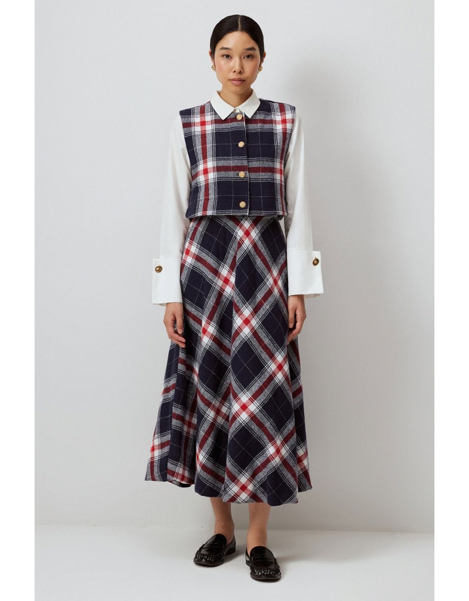 PLAID VEST SKIRT SUIT