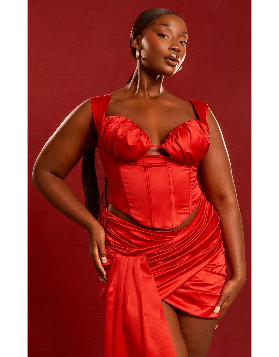 Plus size red corset dress best sale