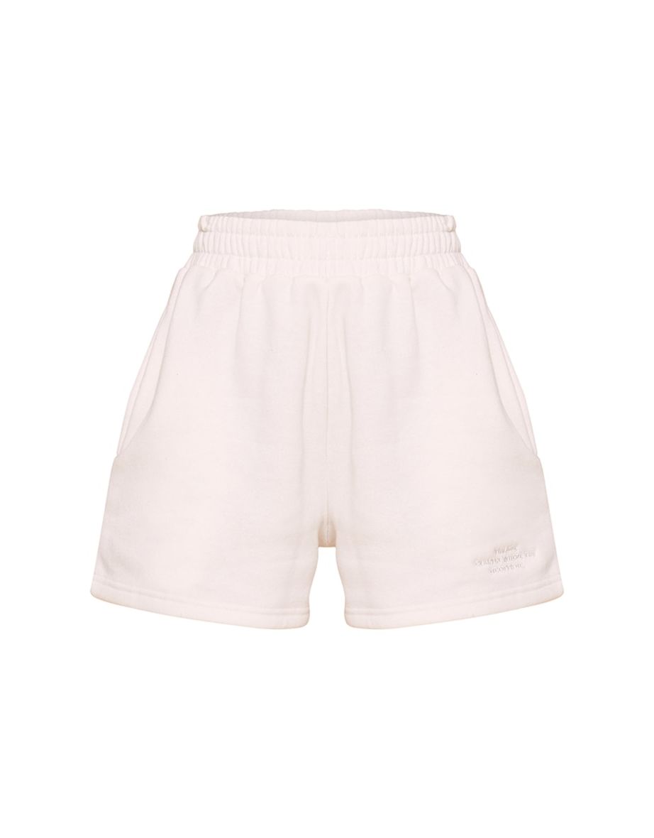 Cream Slogan Sweat Shorts - 5