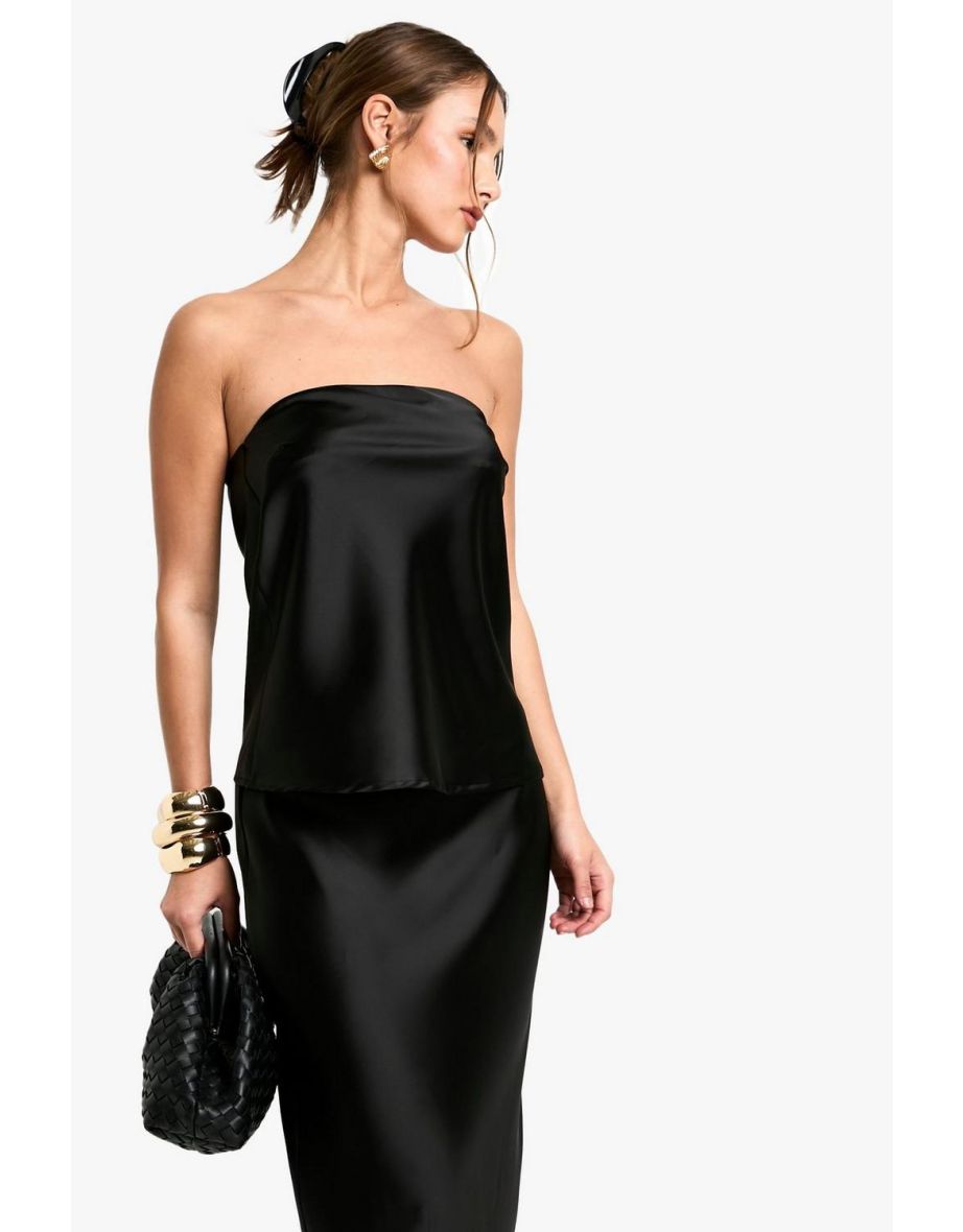 SATIN LONGLINE BANDEAU & MAXI SKIRT SET - 3