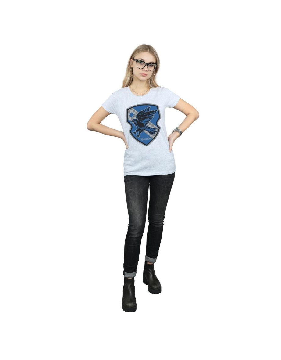 Harry Potter Womens/Ladies Ravenclaw Crest Flat Cotton T-Shirt - Sports Grey - 3