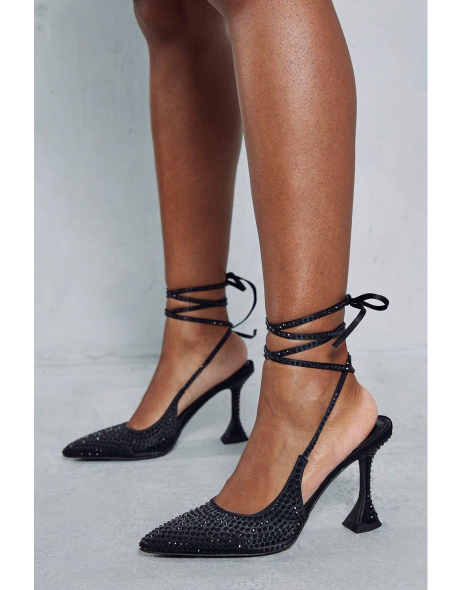 Shop Diamante Embellished Strappy Mid Heels Online in United Arab Emirates VogaCloset