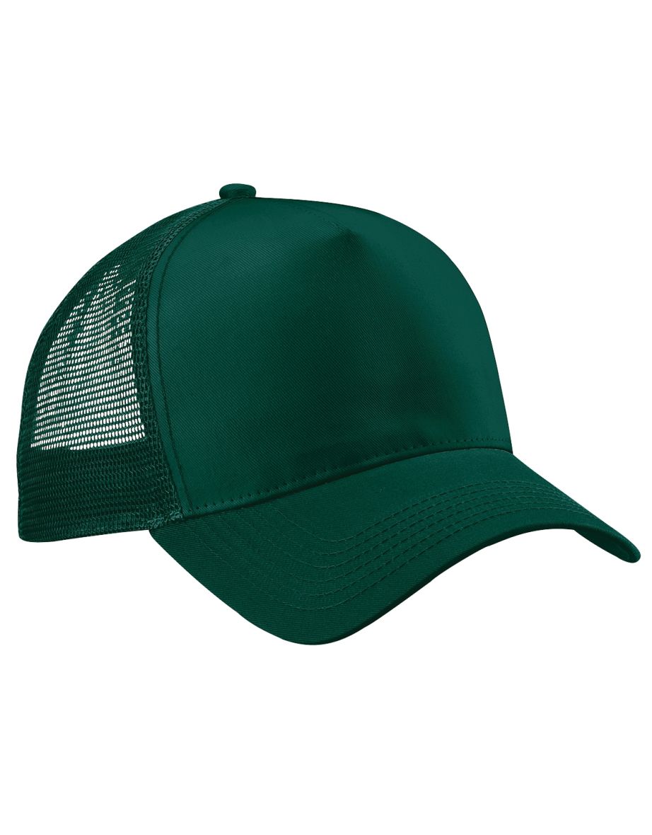 Beechfield Mens Half Mesh Trucker Cap / Headwear - Bottle Green/Bottle Green