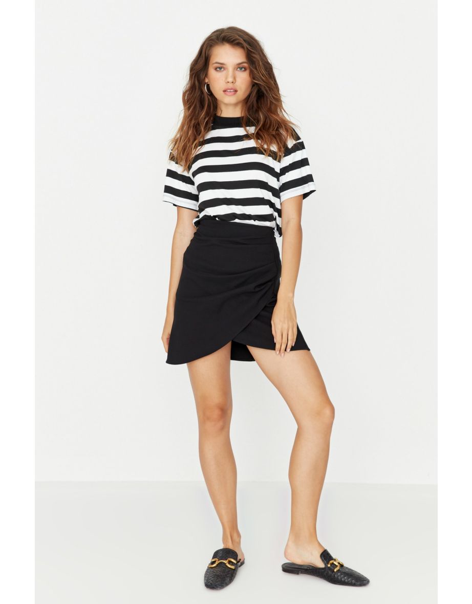 Black Column Mini Skirt