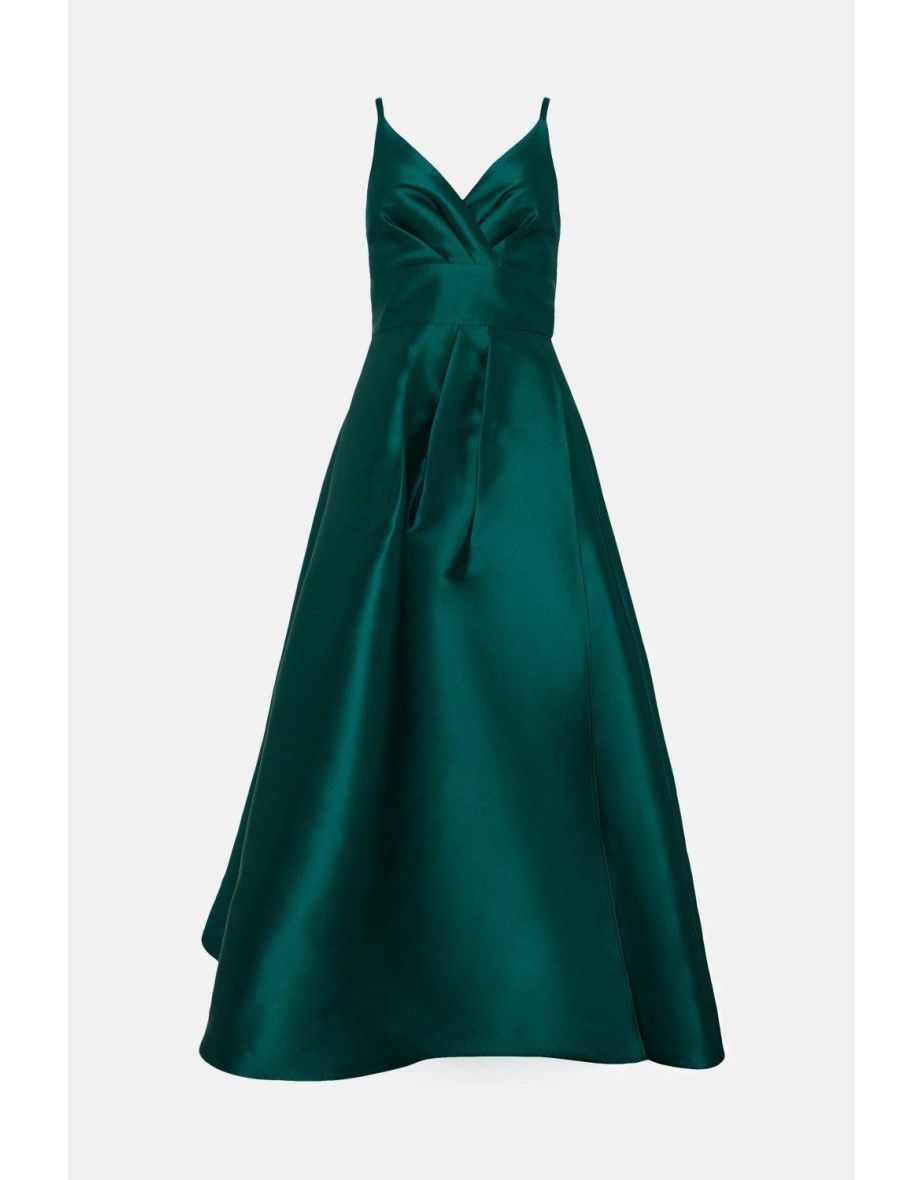 Strappy Split Skirt Twill Bridesmaids Maxi Dress - 3